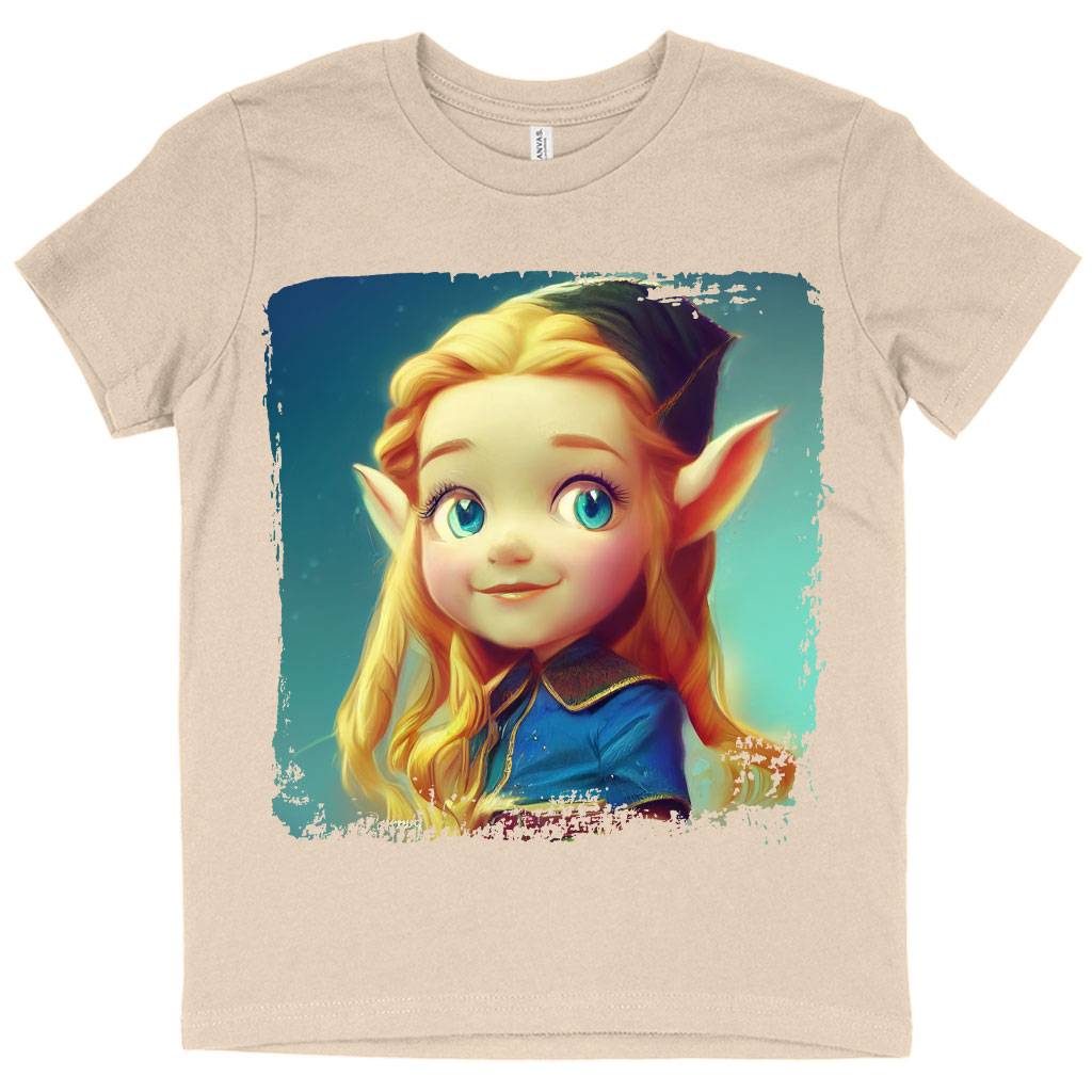Cartoon Elf Girl Kids' T-Shirt - Cute T-Shirt - Graphic Tee Shirt for Kids Color : Black|Natural|White 