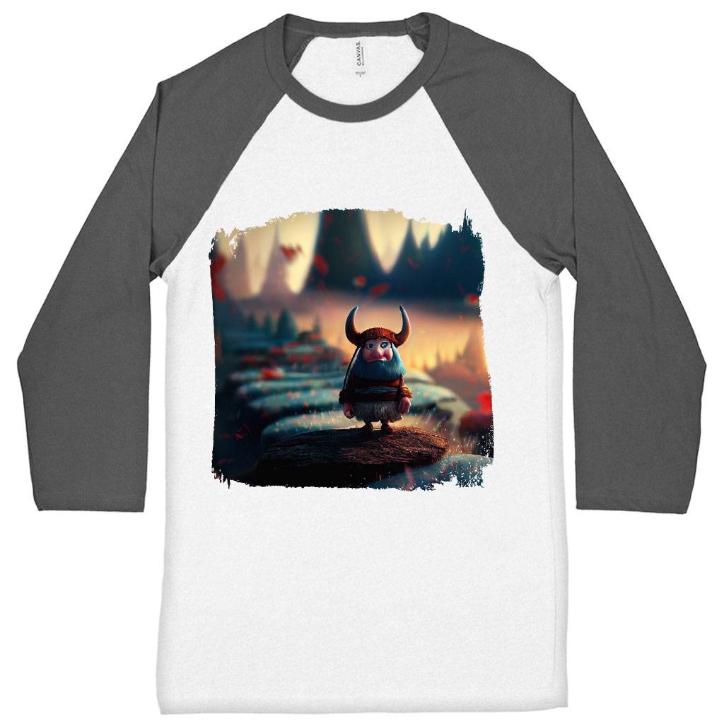 Cartoon Viking Baseball T-Shirt - Cute T-Shirt - Themed Tee Shirt Color : Gray White|Navy White 