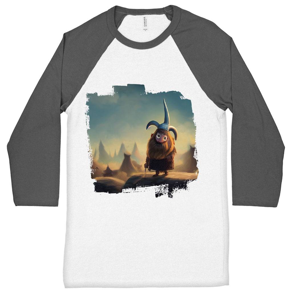 Cartoon Viking Face Baseball T-Shirt - Cool T-Shirt - Printed Tee Shirt Color : Gray White|Navy White 