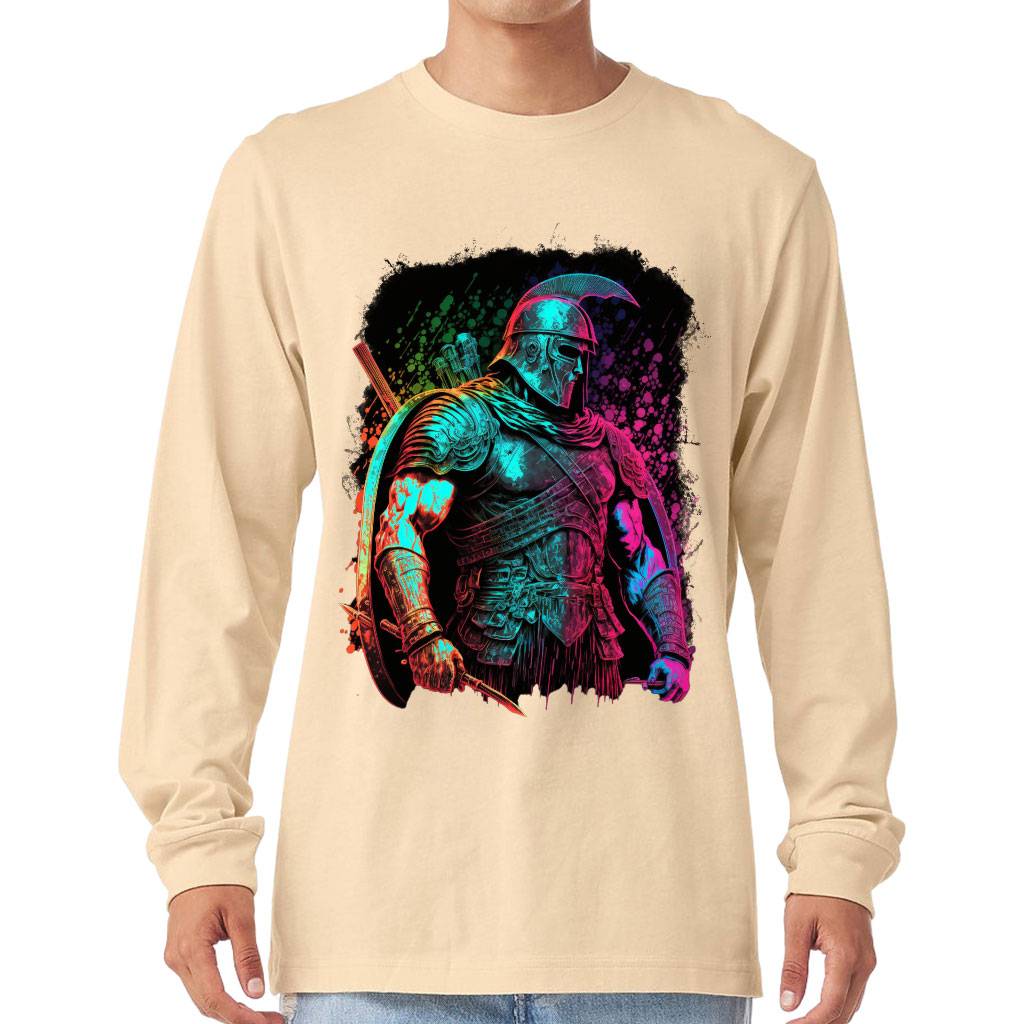 Colorful Long Sleeve T-Shirt - Strong Roman Man T-Shirt - Art Long Sleeve Tee Color : Black|Soft Cream|Storm|White 