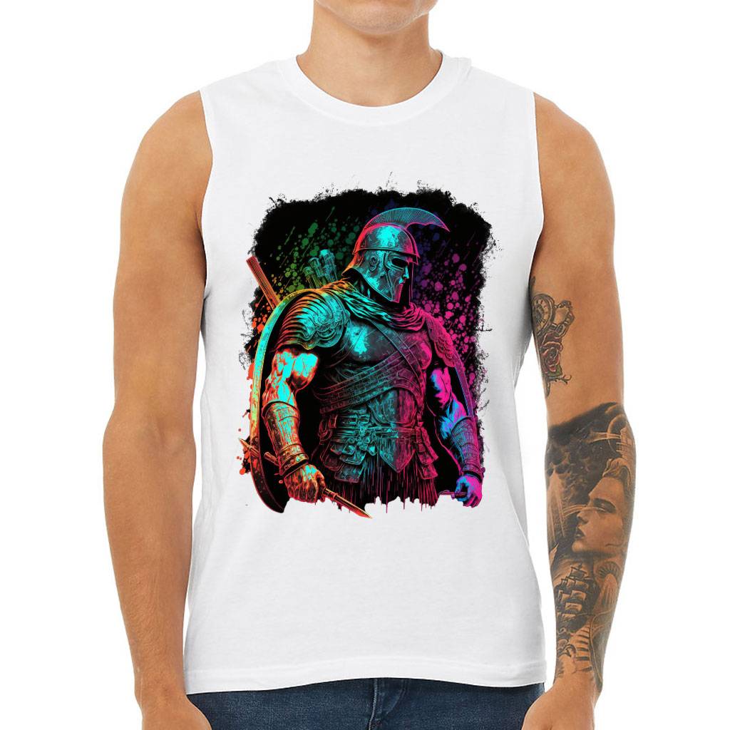 Colorful Men's Muscle Tank - Strong Roman Man Men's Sleeveless T-Shirt - Art Tank Color : Black|Dark Gray Heather|White 