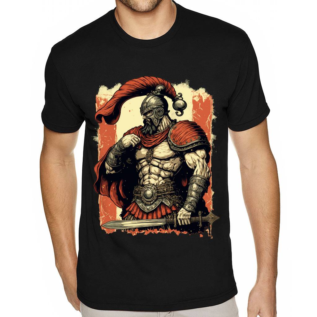 Muscular Man Sueded T-Shirt - Printed T-Shirt - Themed Sueded Tee Color : Black|Light Gray|Midnight Navy|White 