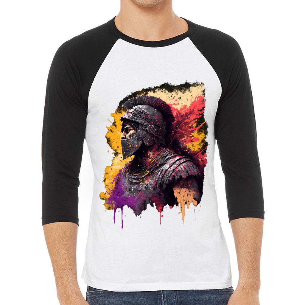 Paint Baseball T-Shirt - Roman Fighter T-Shirt - Graphic Baseball Tee Color : Navy White|White Asphalt|White Black|White Red 