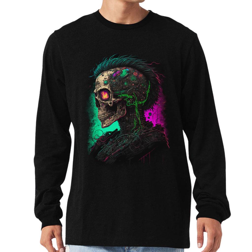 Purple Skull Long Sleeve T-Shirt - Dead Print T-Shirt - Graphic Long Sleeve Tee Color : Black|Soft Cream|Storm|White 