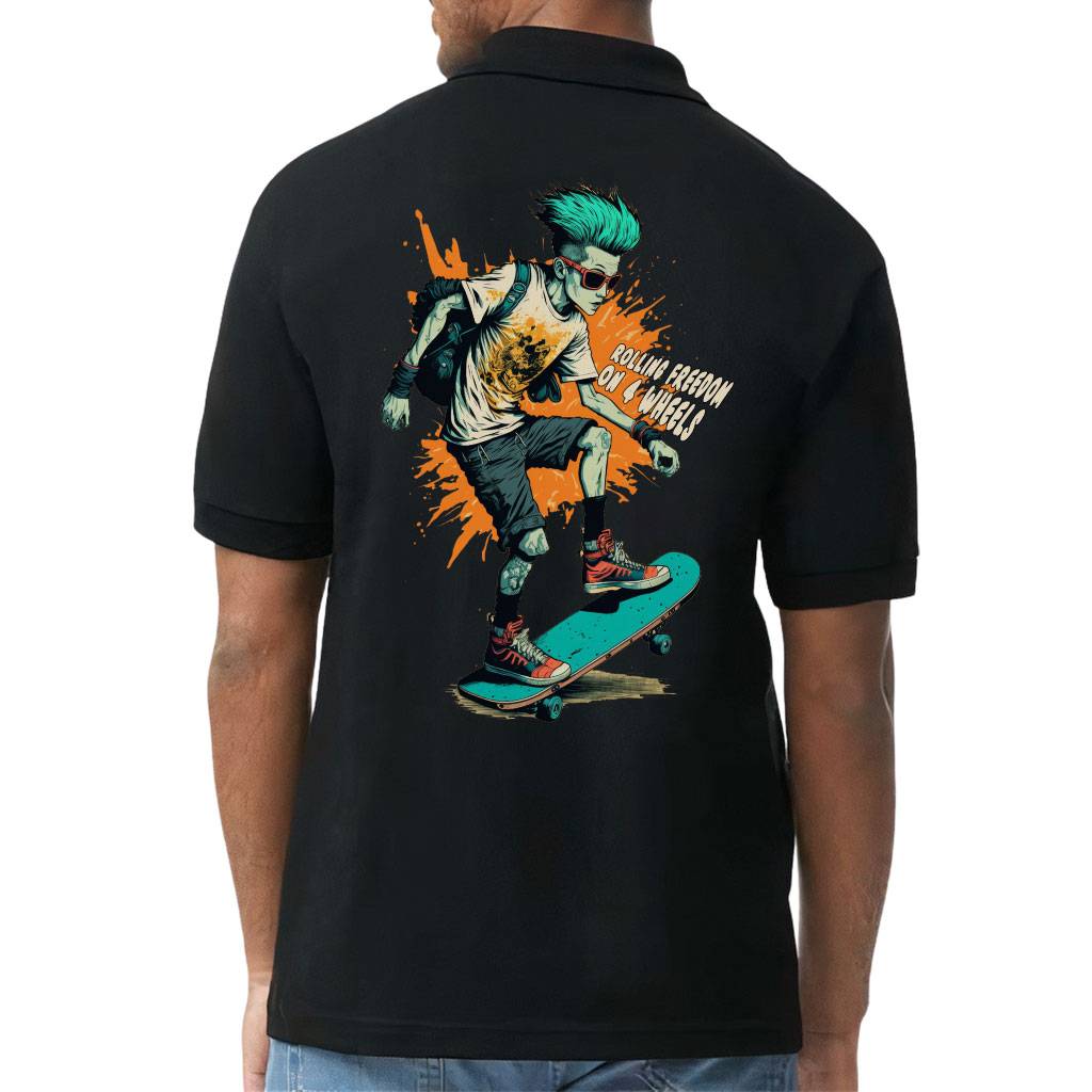 Rolling Freedom Jersey Sport T-Shirt - Skater Print T-Shirt - Skating Print Sport Tee Color : Black|Navy|Sport Gray|White 