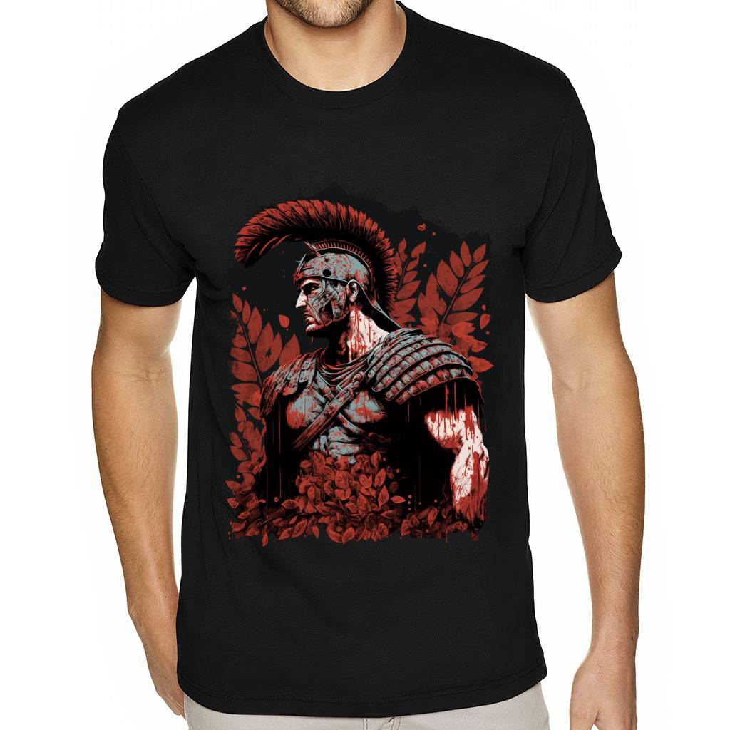 Roman Sueded T-Shirt - Fighter T-Shirt - Art Sueded Tee Color : Black|Light Gray|Midnight Navy|White 