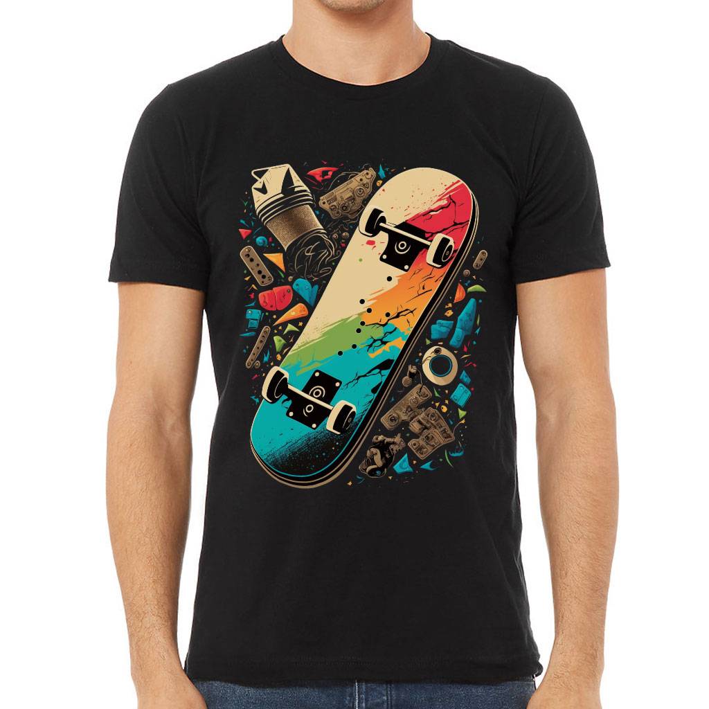 Skateboarding Short Sleeve T-Shirt - Unique T-Shirt - Colorful Short Sleeve Tee Color : Black|Sage|Tan|White 