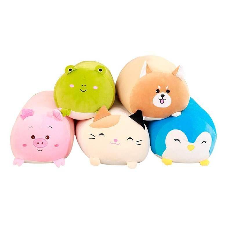 Adorable Animal Plush Pillow - Soft Cat, Dog, Frog & Pig Toy for All Ages Height : 28cm 