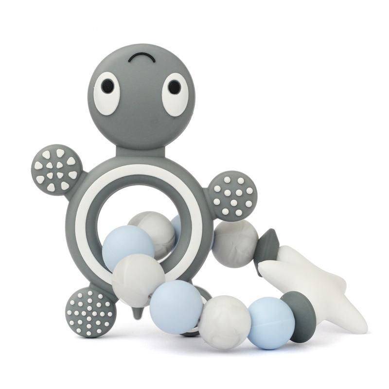 Cute Cartoon Silicone Teether Bracelet for Babies Color : Green|Gray|Pink|Blue 