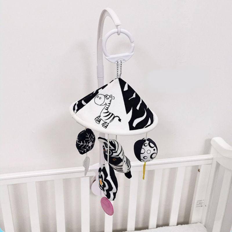 High Contrast Hanging Stroller Toy with Rattles & Teether for 0-24M Shape : Zebra|Giraffe|Calf 