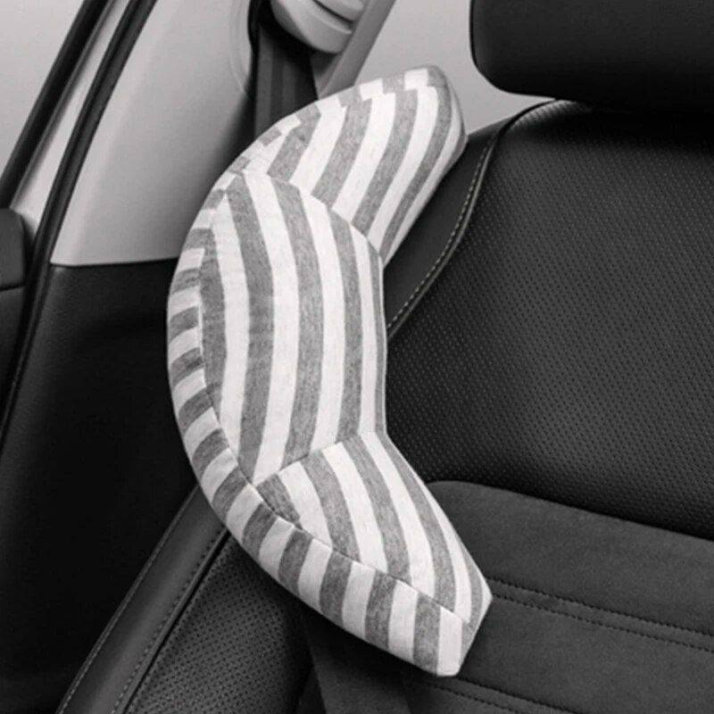 Kid's Car Seat Headrest & Neck Support - Sleep Cushion with Adjustable Belt Pad Color: Gray 