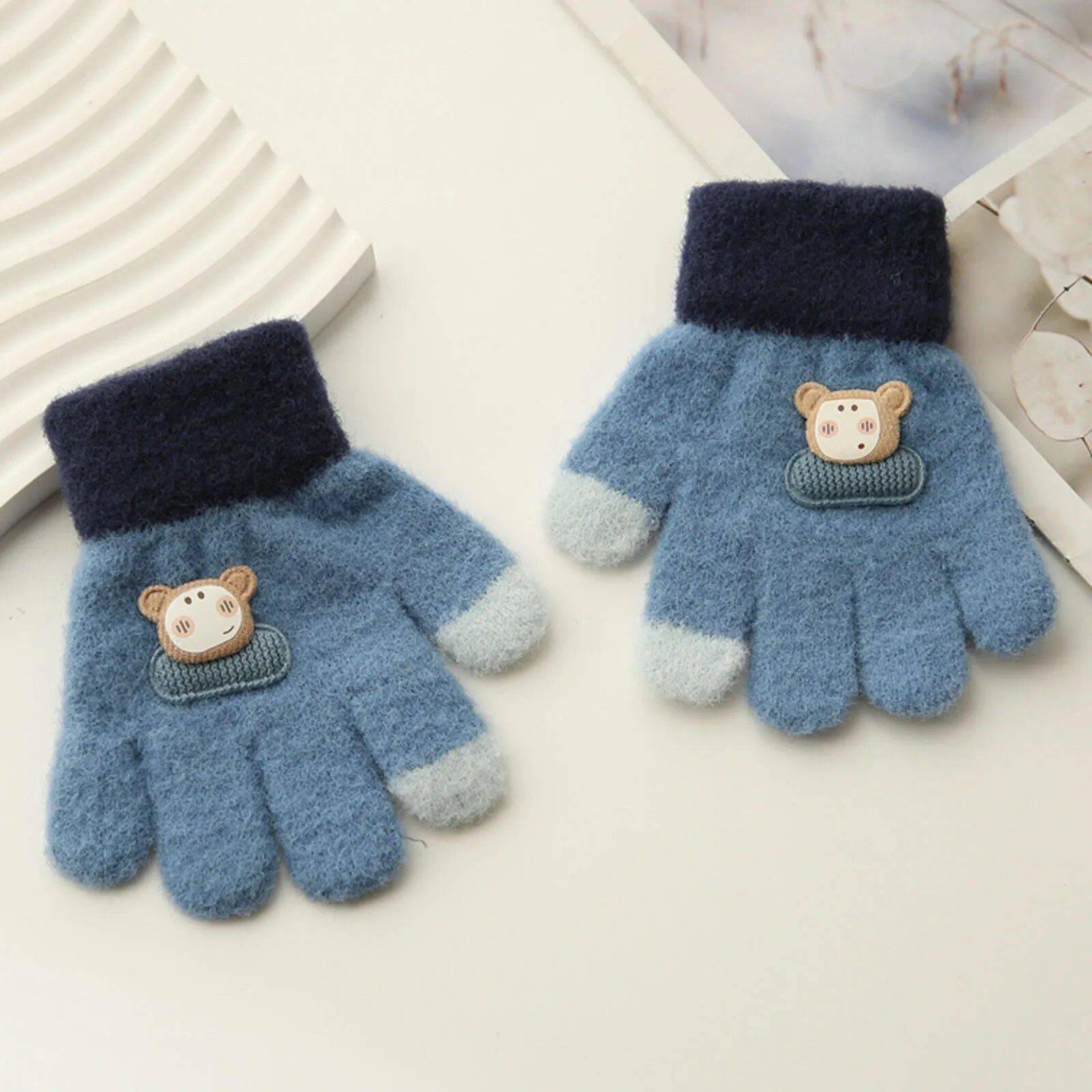 Kids' Cozy Knit Winter Gloves - Warm, Stretchy, and Fashionable Style: A Gloves Size: One Size 