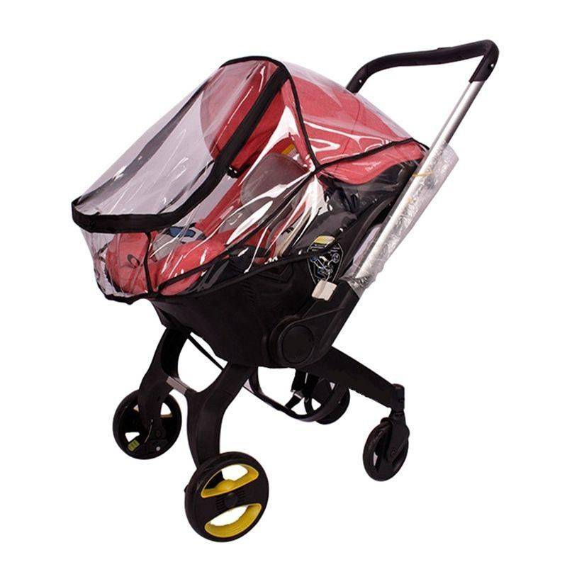 Premium Baby Carriage Rain Cover - Double Zipper, Windproof, Breathable Color : Black/Transparent 