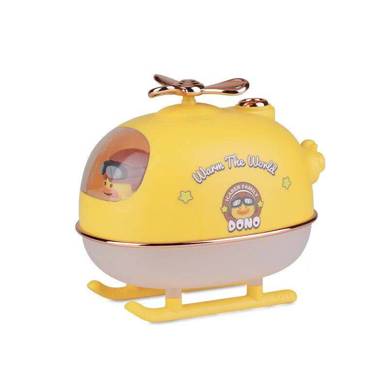 USB Cartoon Helicopter Aroma Air Humidifier with Warm Night Light Color: Yellow Plug Type: USB Cable 