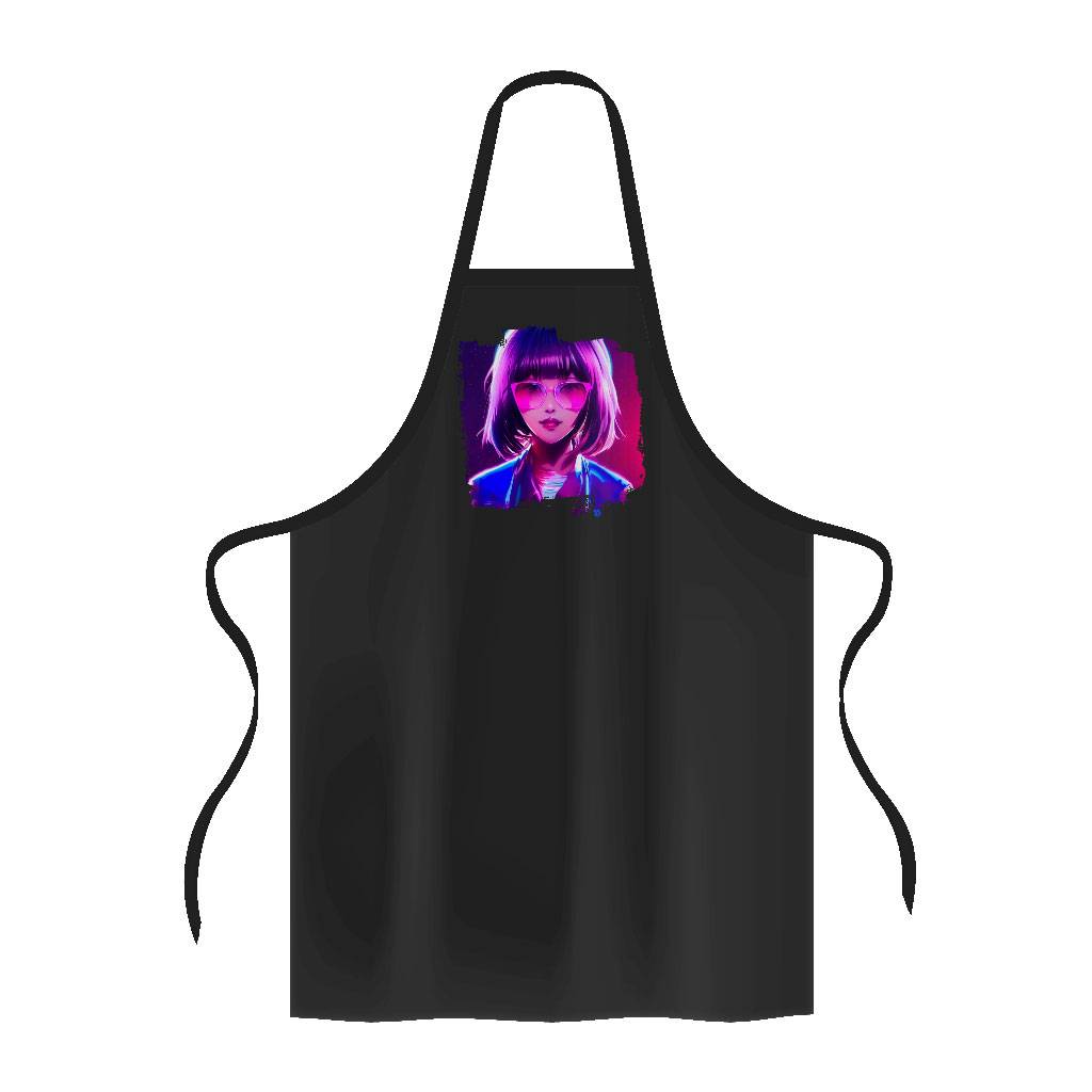 Anime Style Apron - Cool Face Cooking Apron - Themed Apron for Men for Women Color : Black|White 