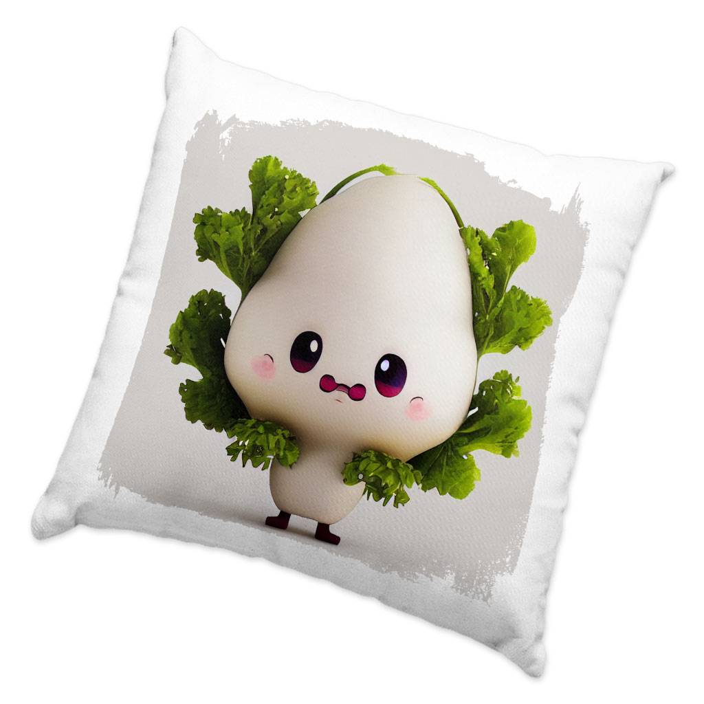 Cartoon Radish Plant Square Pillow Cases - Cute Pillow Covers - Printed Pillowcases  