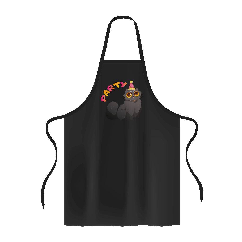 Cat Party Apron - Colorful Cooking Apron - Graphic Apron for Men for Women Color : Black|White 