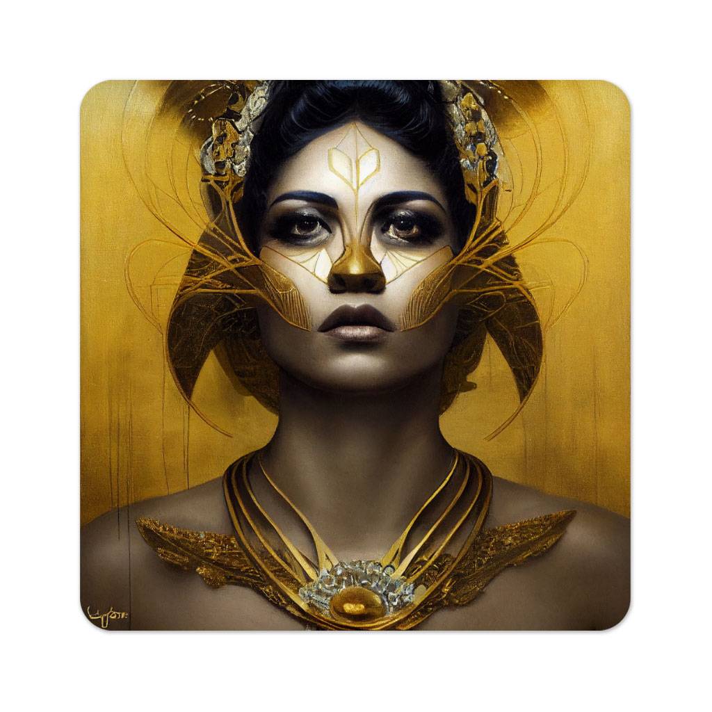 Cool Face Square Coasters - Gold Design Coaster - Portrait Coasters for Drinks  