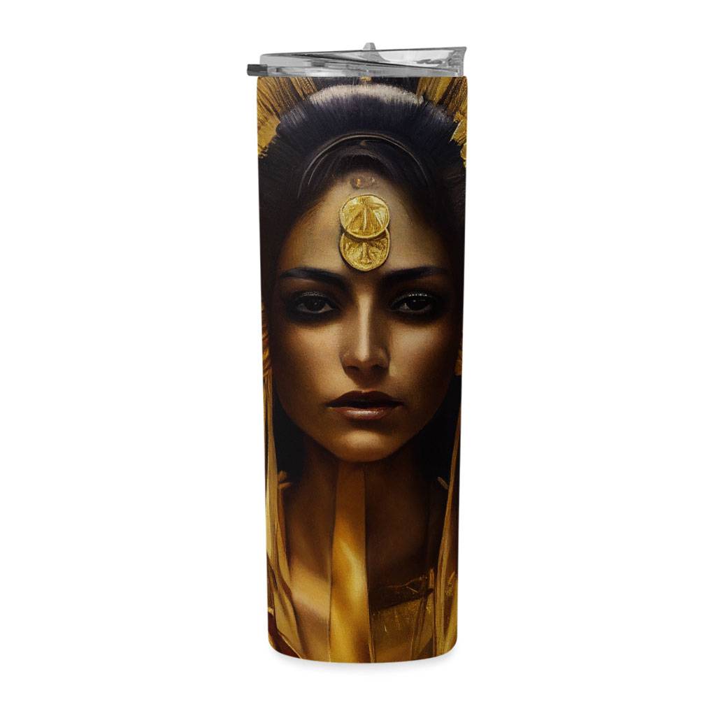 Cute Girl 20oz Skinny Tumbler - Woman Face Travel Mug - Golden Girl 20oz Skinny Tumbler  