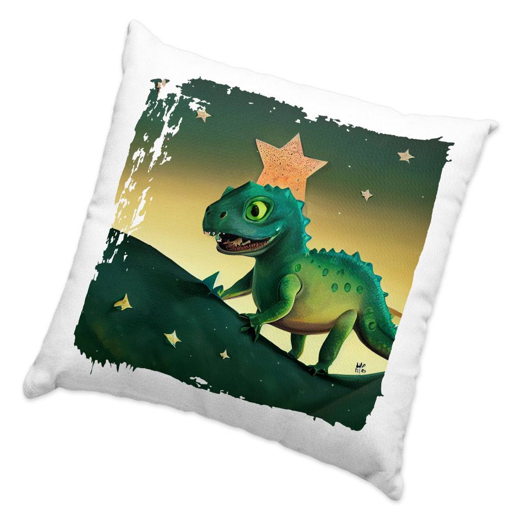Cute Green Dinosaur Cartoon Square Pillow Cases - Themed Pillow Covers - Colorful Pillowcases  