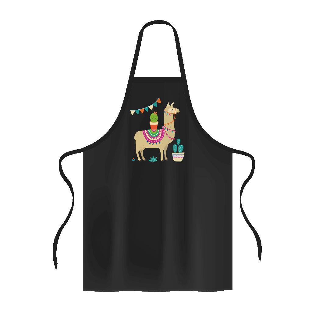 Cute Llama Apron - Cactus Cooking Apron - Illustration Apron for Men for Women Color : Black|White 
