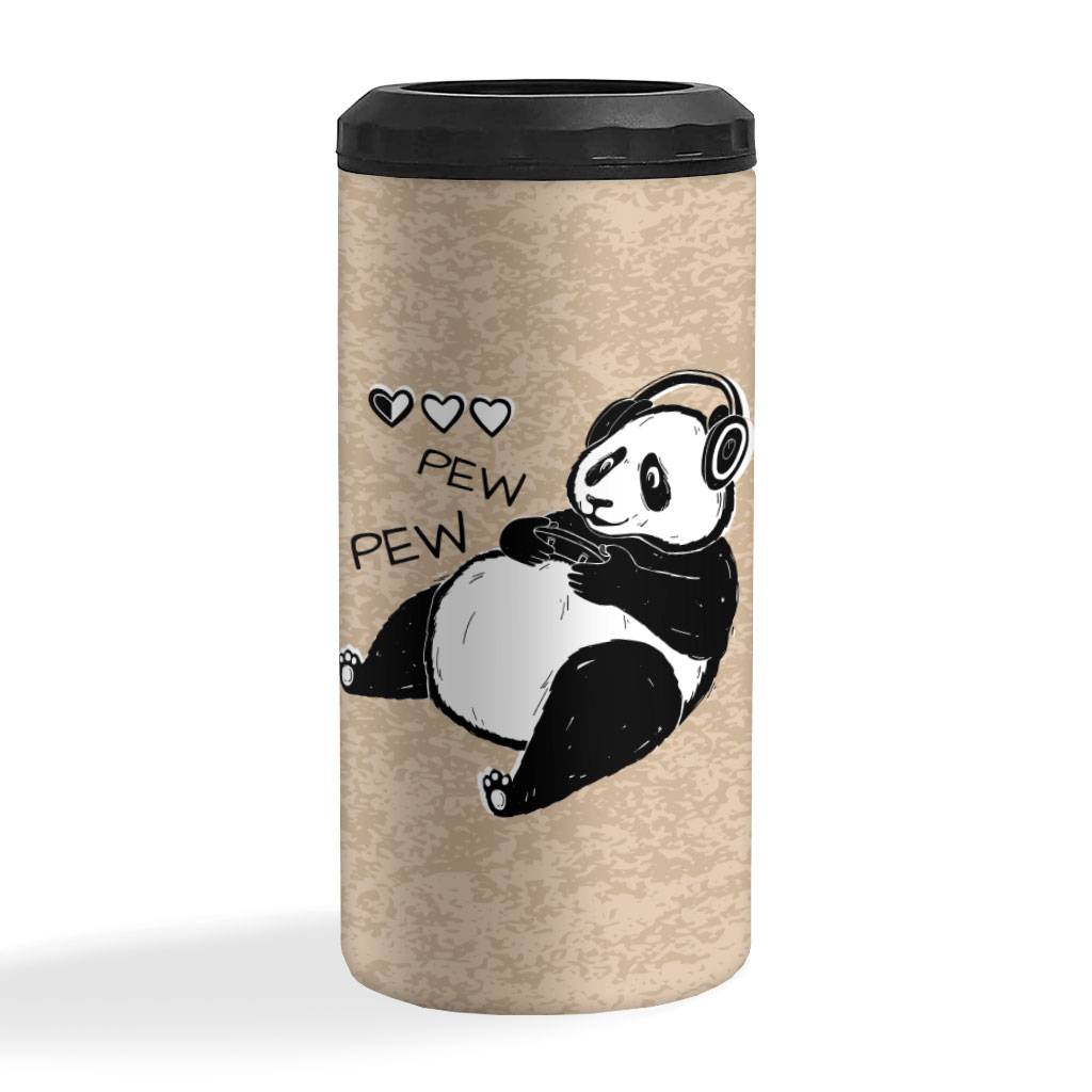 Cute Panda Insulated Slim Can Cooler - Gamer Can Cooler - Themed Insulated Slim Can Cooler  