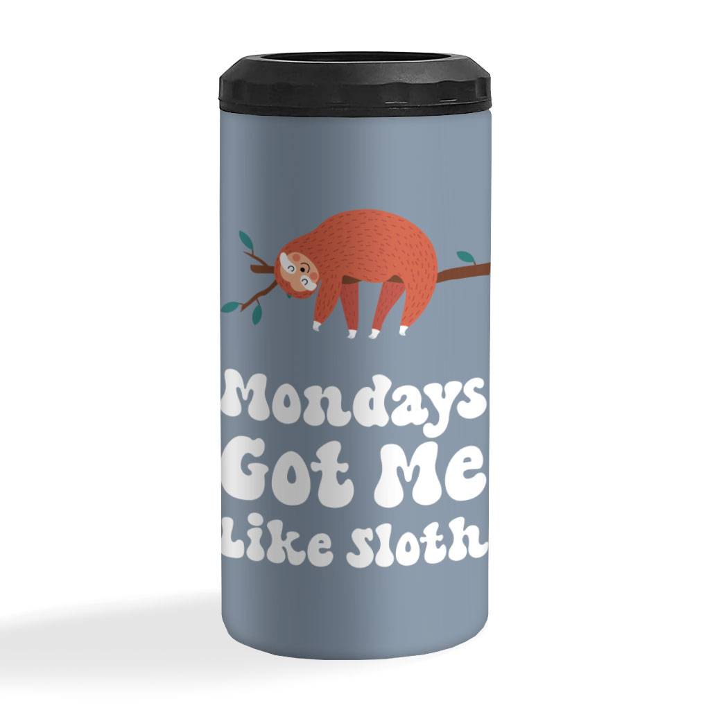 Cute Sloth Insulated Slim Can Cooler - Animal Can Cooler - Illustration Insulated Slim Can Cooler  