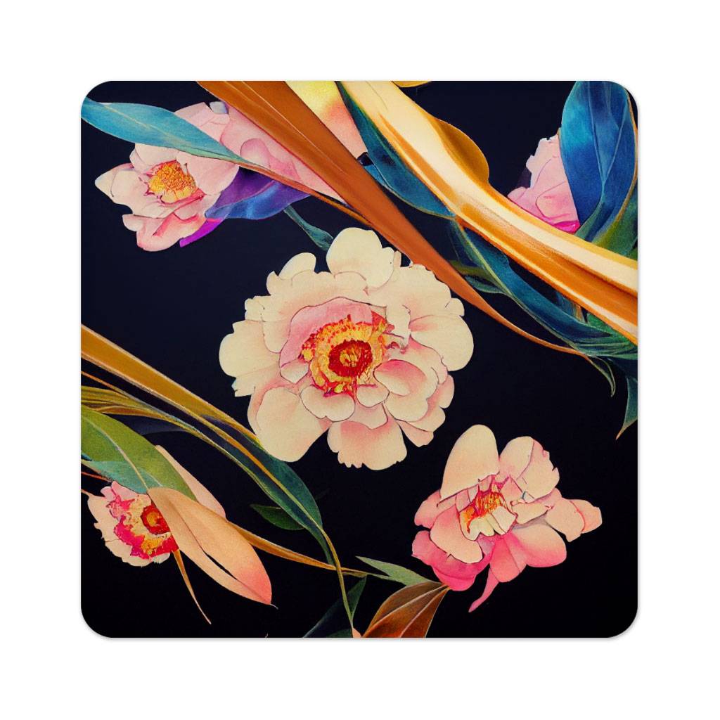 Flower Art Square Coasters - Themed Coaster - Unique Coasters for Drinks  
