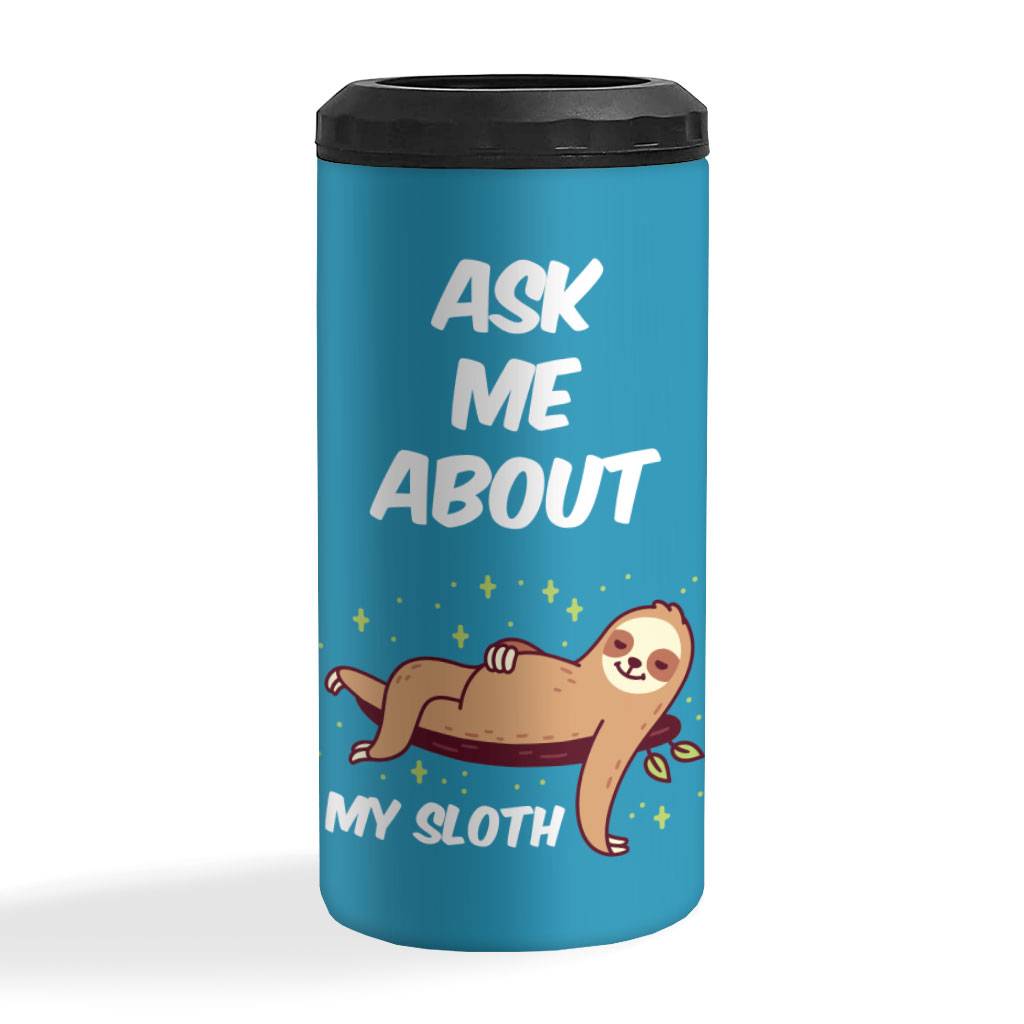 Funny Insulated Slim Can Cooler - Sloth Can Cooler - Trendy Insulated Slim Can Cooler  