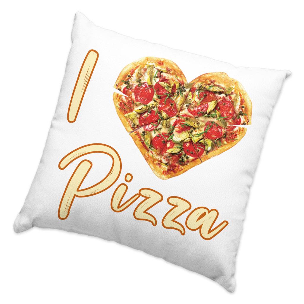 I Heart Pizza Square Pillow Cases - Funny Pillow Covers - Themed Pillowcases  
