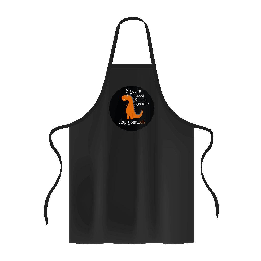 If Your Happy And You Know It Dino Apron - Graphic Cooking Apron - Funny Apron for Men for Women Color : Black|White 