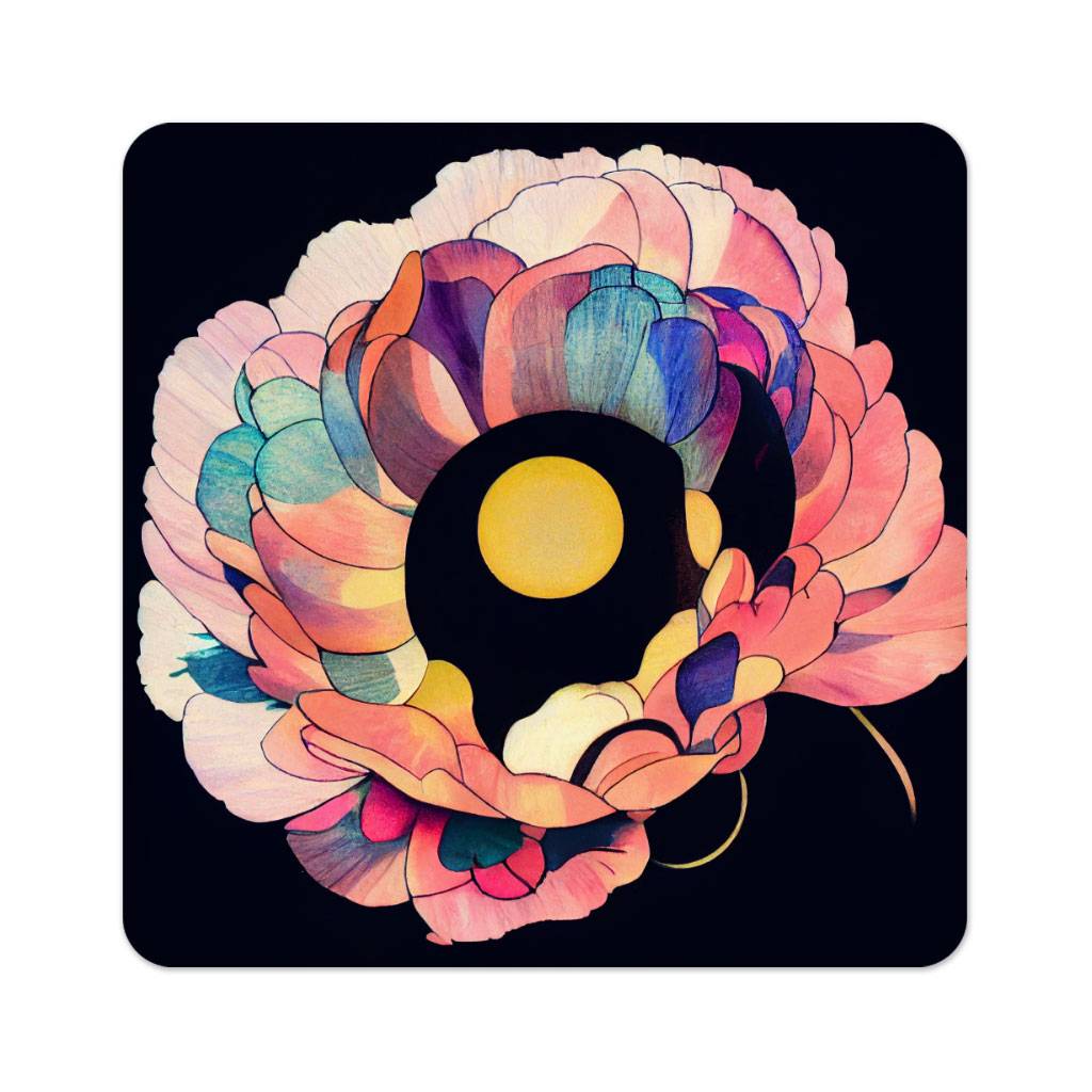Japanese Flower Art Square Coasters - Cute Coaster - Printed Coasters for Drinks  