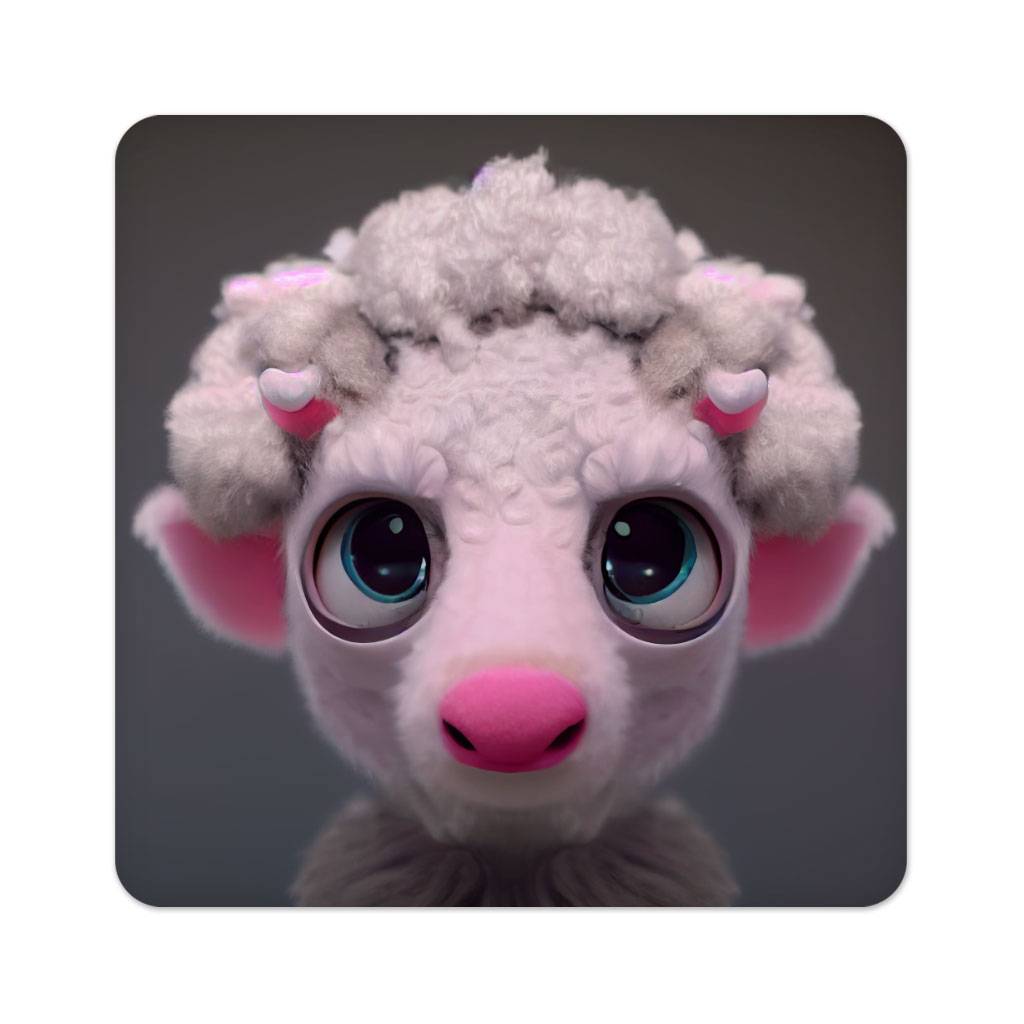 Kawaii Animal Square Coasters - Funny Sheep Coaster - Printed Coasters for Drinks  