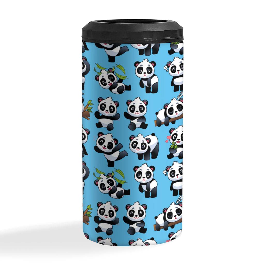 Pandas Insulated Slim Can Cooler - Cute Graphic Can Cooler - Kawaii Animal Insulated Slim Can Cooler  