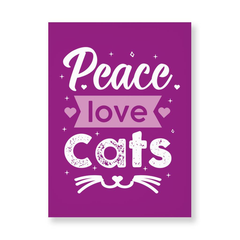 Peace Love and Cats Wall Picture - Animal Print Stretched Canvas - Printed Wall Art  