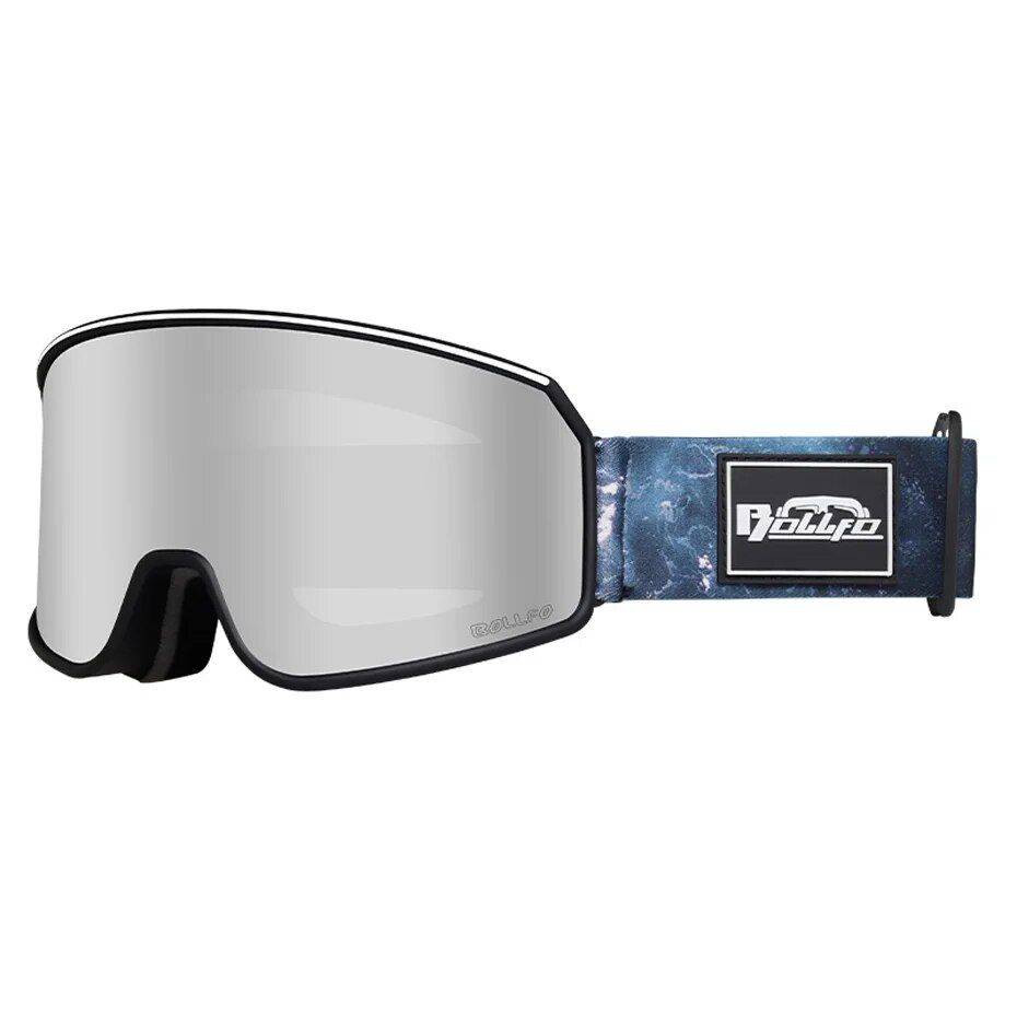 UV400 Anti-Fog Ski Goggles with Large Double-Layer Mirror Lens Color: Silver 