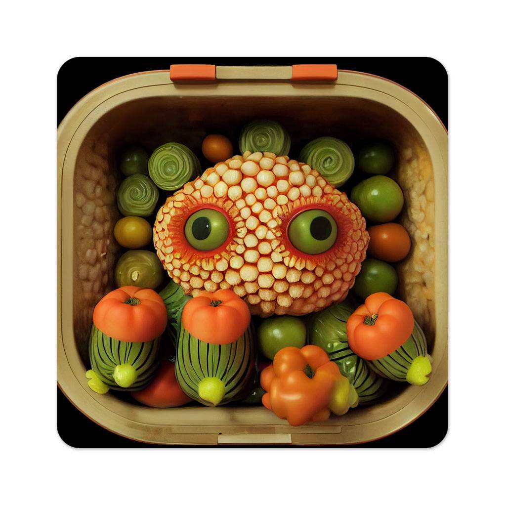 Vegetable Print Square Coasters - Funny Graphic Coaster - Cute Coasters for Drinks  