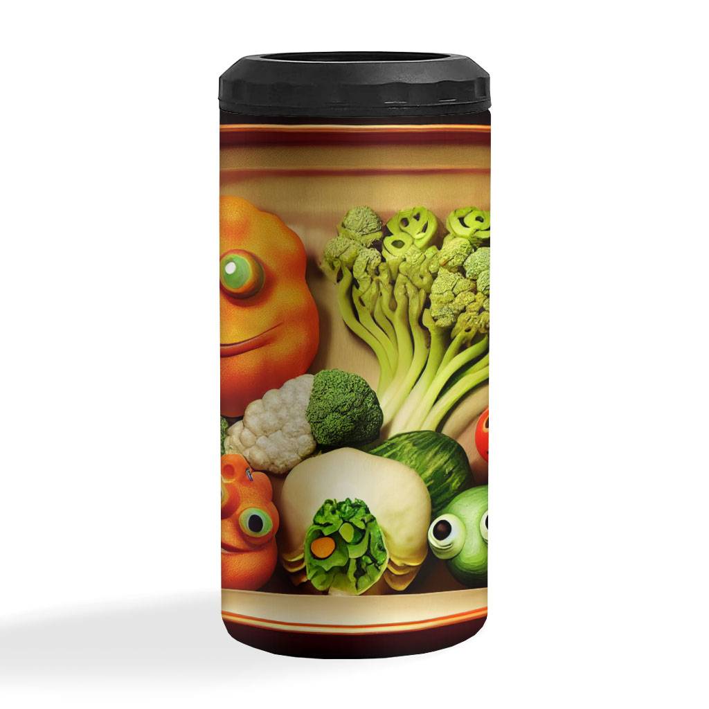 Vegetables Insulated Slim Can Cooler - Funny Design Can Cooler - Graphic Insulated Slim Can Cooler  