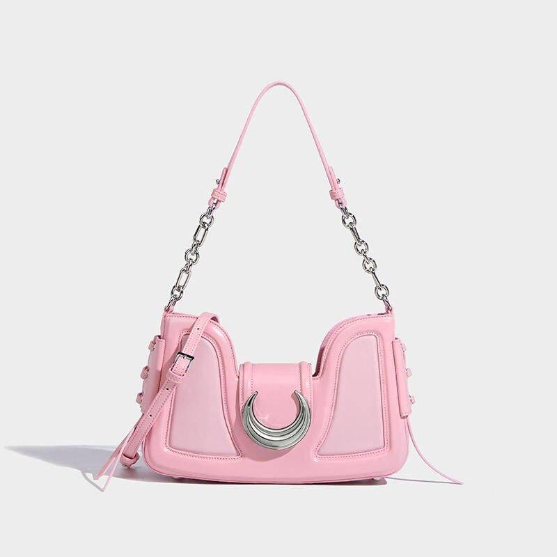 Luxury Pink Half Moon Crossbody Bag Color: Pink 