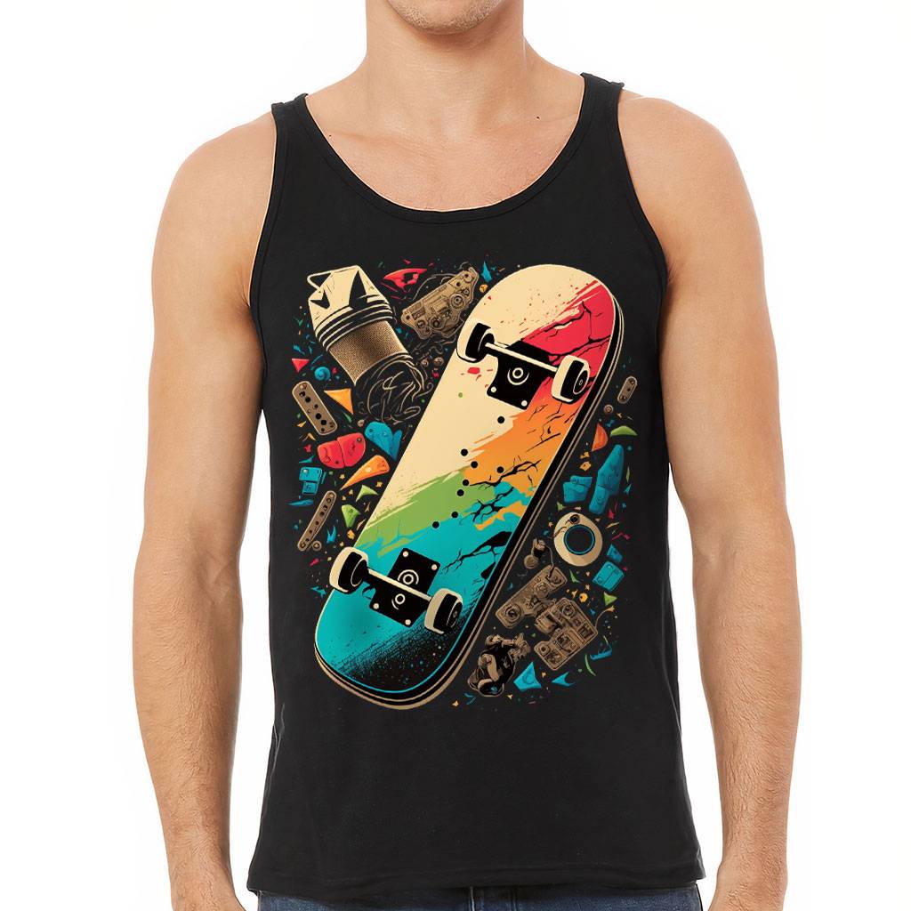 Skateboarding Tank - Unique Workout Tank - Colorful Jersey Tank Color : Black|Navy|Silver|White 
