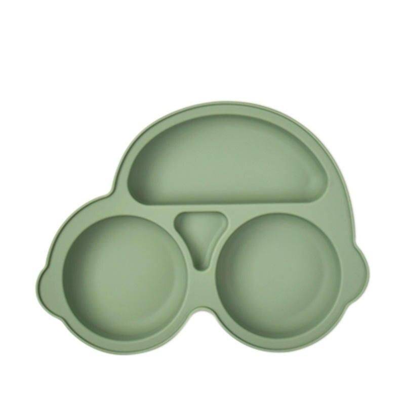 Cute Cartoon Silicone Baby Plate Color: Army Green 