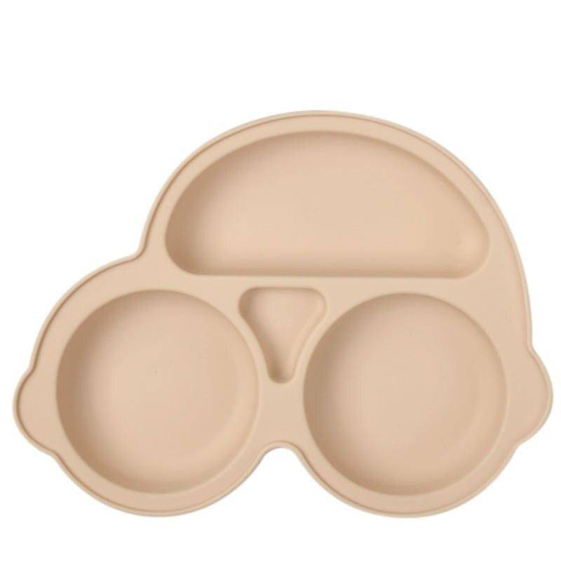 Cute Cartoon Silicone Baby Plate Color: Beige 