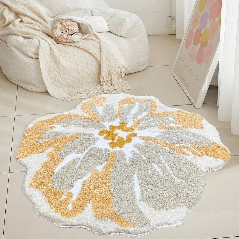 Luxurious Floral Tufted Rug Color : Yellow|Pink|Green|Purple 