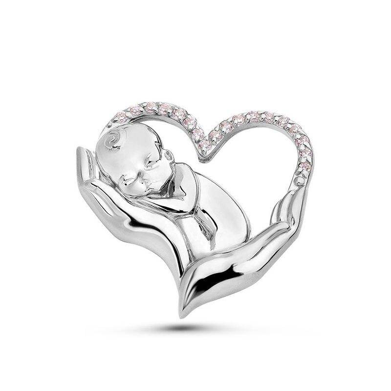 Silver-Plated Crystal Inlaid Obstetrics Brooch Pin Metal color : Gold|Silver 