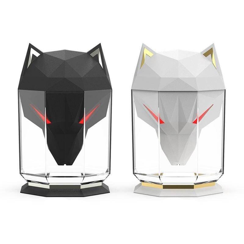 USB Cool Mist Wolf-Shaped Desktop Humidifier with LED & Aromatherapy Features Home & Garden Household Cleaning Color : White|Black 
