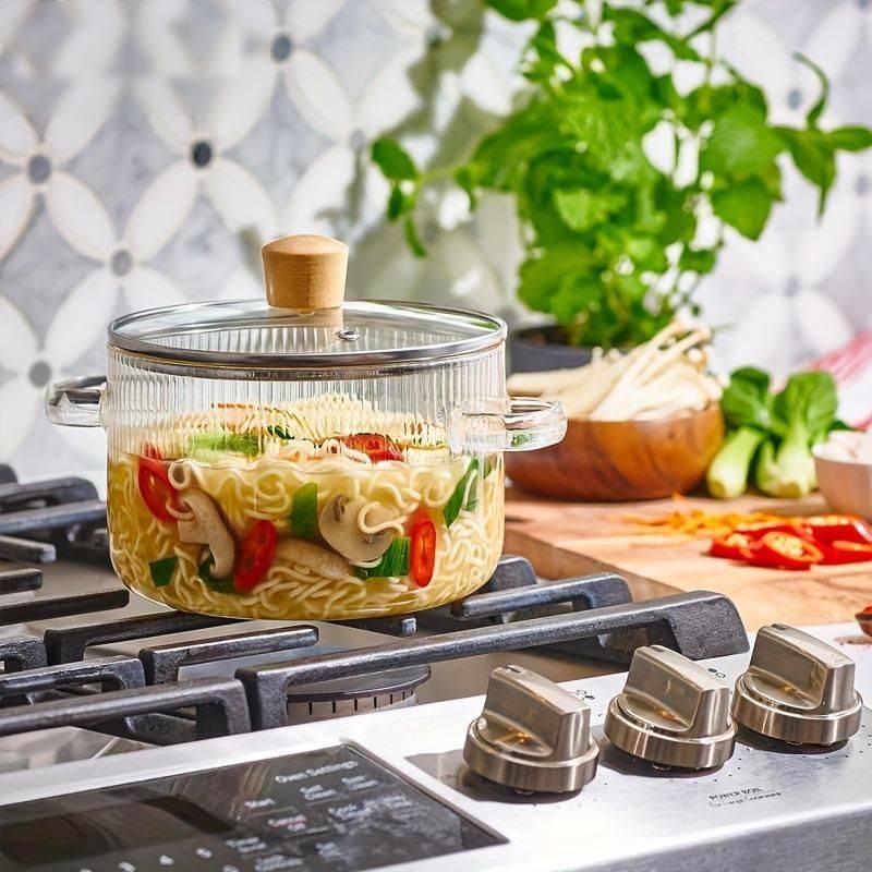 Versatile 1.6L Glass Cooking Pot Color : Transparent 